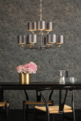David Hunt Lighting  Sloane 9 Light Comes With Bespoke Shades Pewter